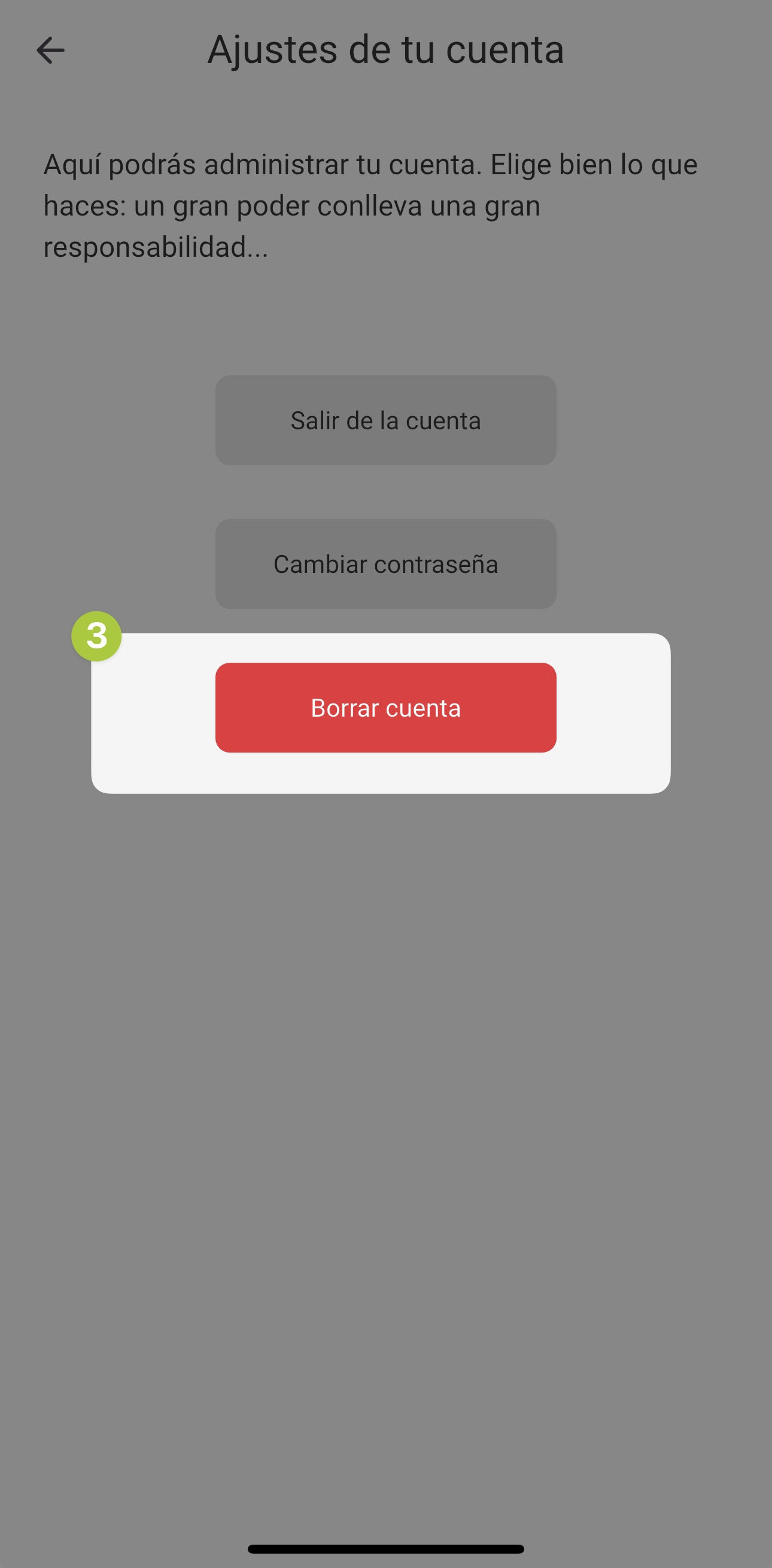 Delete Account Step 2